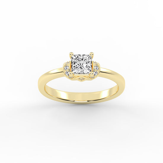 Halencia Four Prong Princess Cut Halo Lab Diamond Ring