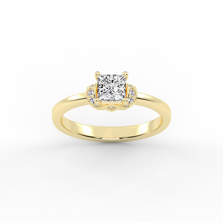Halencia Four Prong Princess Cut Halo Lab Diamond Ring