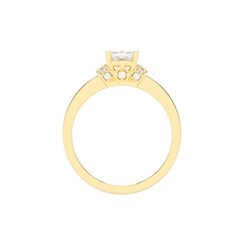 Halencia Four Prong Princess Cut Halo Lab Diamond Ring