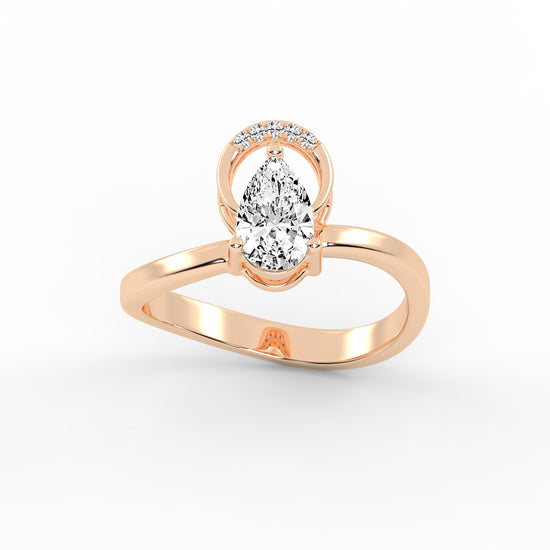 Elviona Pear Cut Classic Lab Diamond Ring