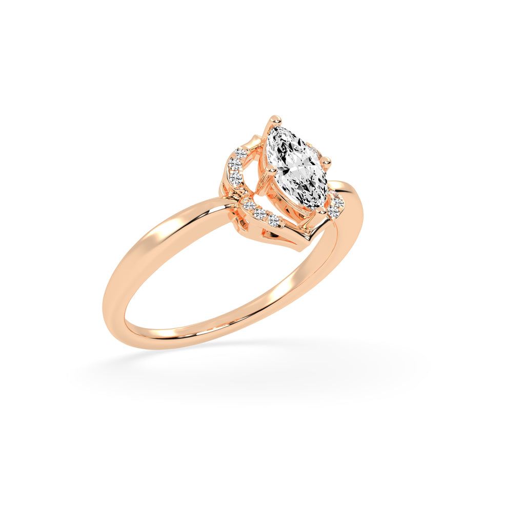 Glorina Reversed Tapred Marquise Cut Classic Lab Diamond Ring