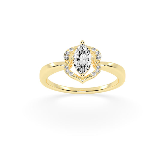 Glorina Reversed Tapred Marquise Cut Classic Lab Diamond Ring
