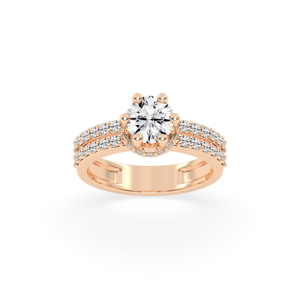 Enamoria Six Prong Round Cut Engagement Lab Diamond Ring