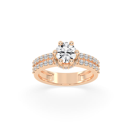 Enamoria Six Prong Round Cut Engagement Lab Diamond Ring