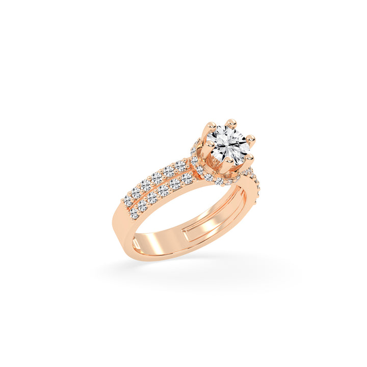 Enamoria Six Prong Round Cut Engagement Lab Diamond Ring
