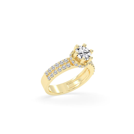 Enamoria Six Prong Round Cut Engagement Lab Diamond Ring