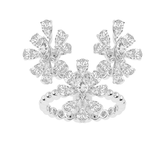 Diamond Blossom Cluster Ring