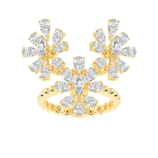 Diamond Blossom Cluster Ring