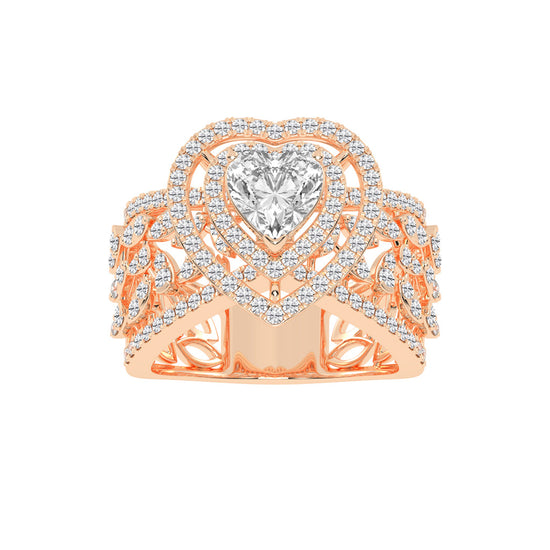 Romantic Heart Diamond Statement Ring
