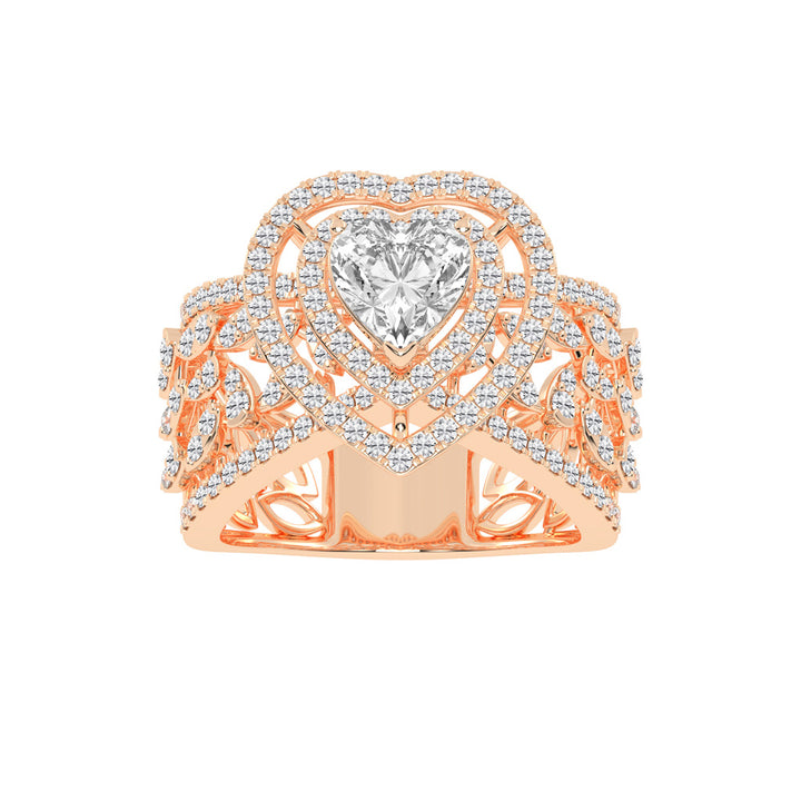 Romantic Heart Diamond Statement Ring