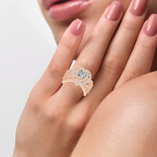 Romantic Heart Diamond Statement Ring