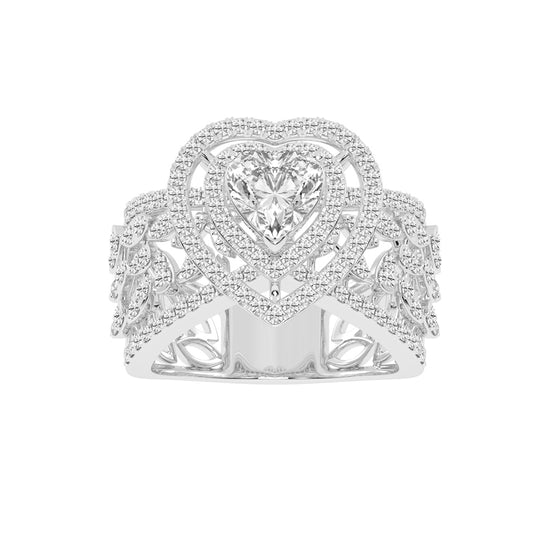 Romantic Heart Diamond Statement Ring