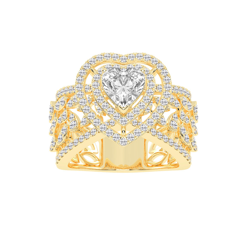 Romantic Heart Diamond Statement Ring