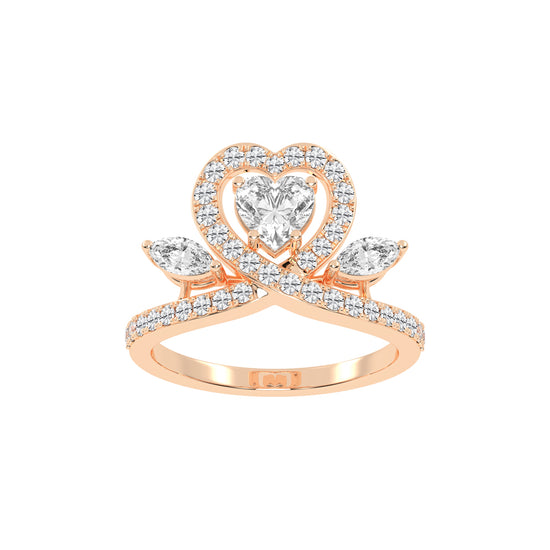 Romantic Heart Diamond Statement Ring