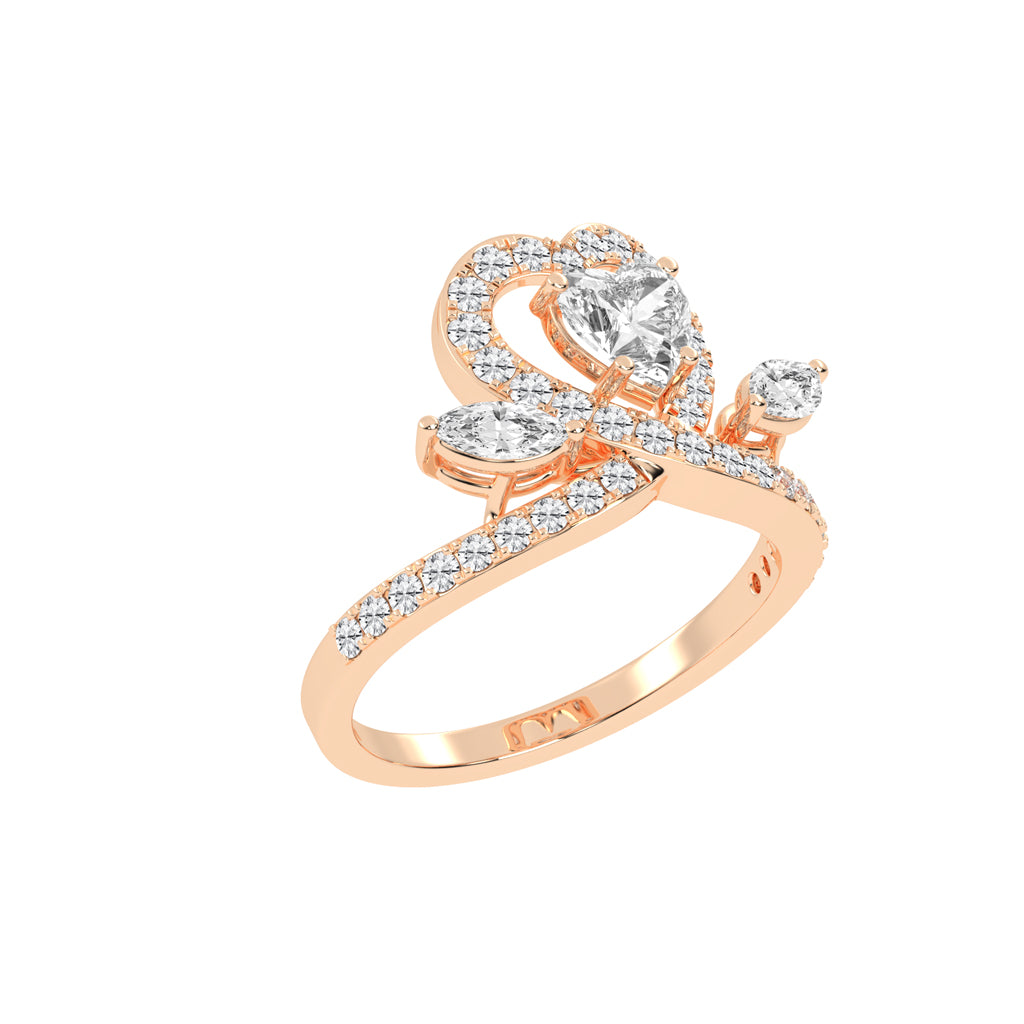Romantic Heart Diamond Statement Ring