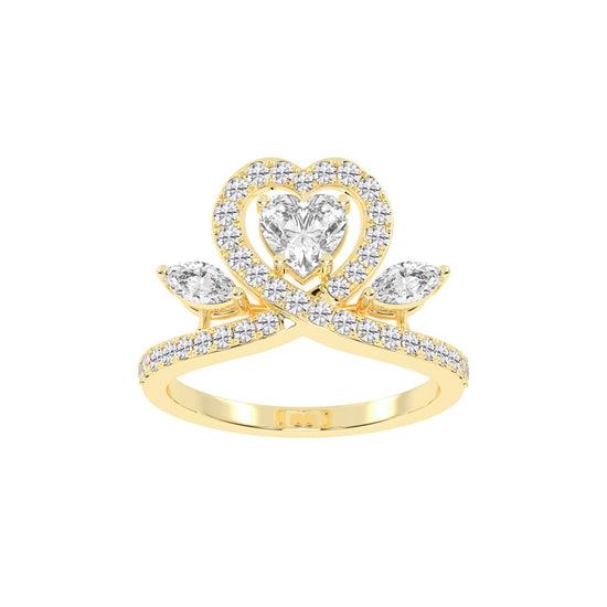 Romantic Heart Diamond Statement Ring