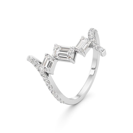 Modern Diamond Wrap Ring with Emerald