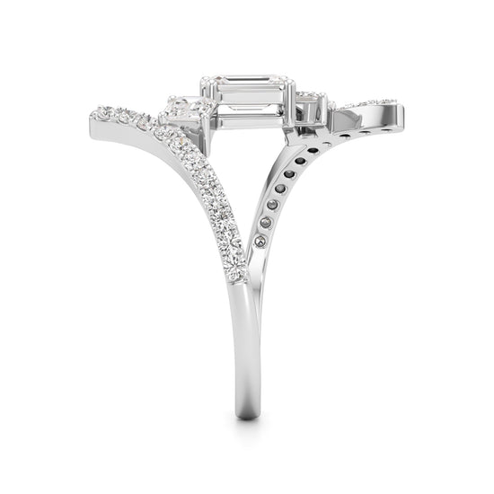 Modern Diamond Wrap Ring with Emerald