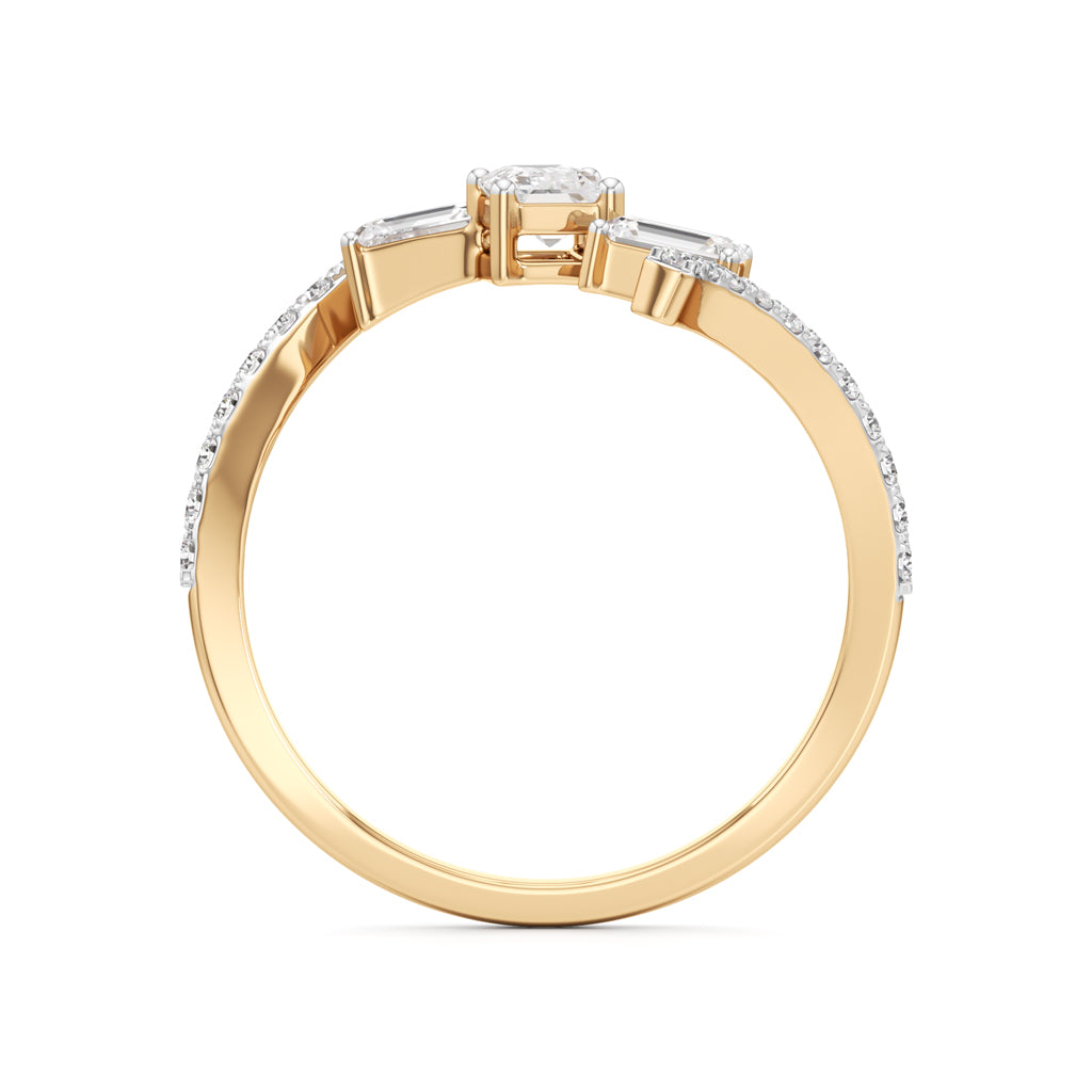 Modern Diamond Wrap Ring with Emerald