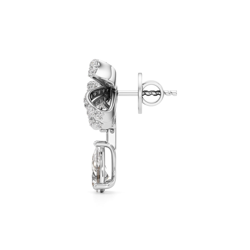 Diamond Ribbon Drop Earrings