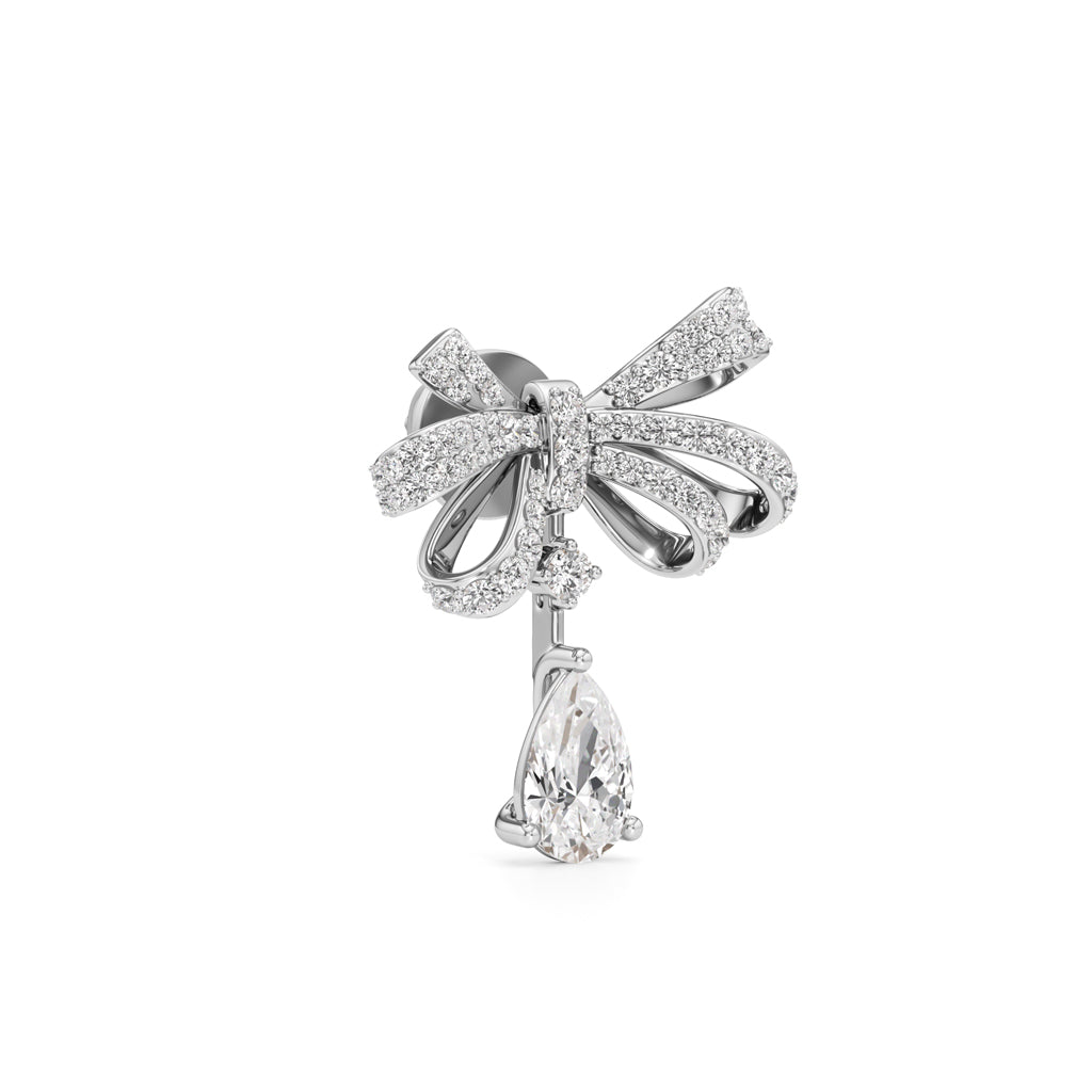 Diamond Ribbon Drop Earrings