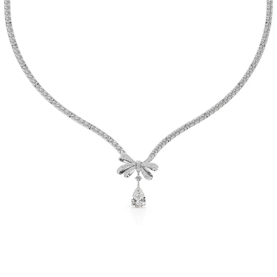 Diamond Ribbon Drop Necklace