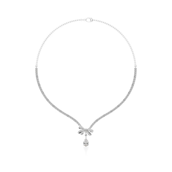 Diamond Ribbon Drop Necklace