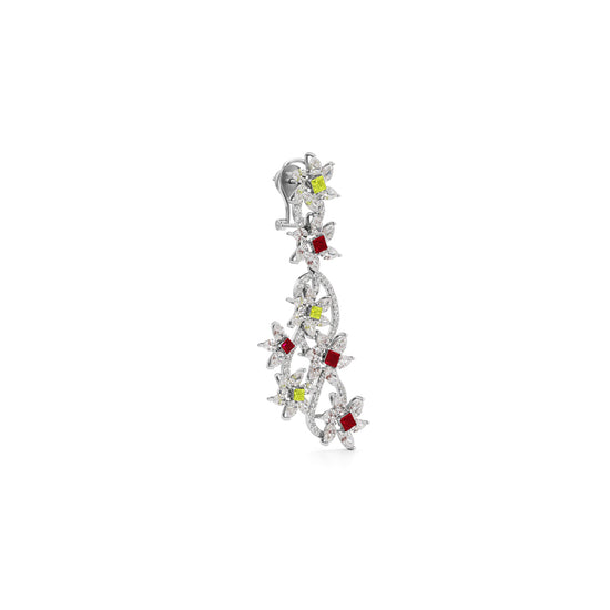 Diamond & Multi-Color Bloom Drop Earrings