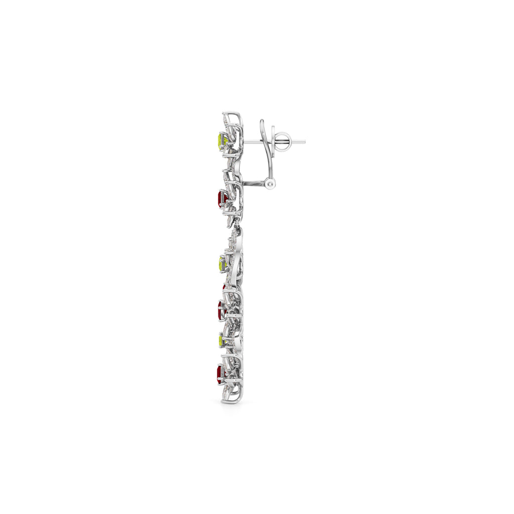 Diamond & Multi-Color Bloom Drop Earrings