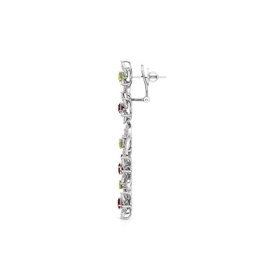 Diamond & Multi-Color Bloom Drop Earrings