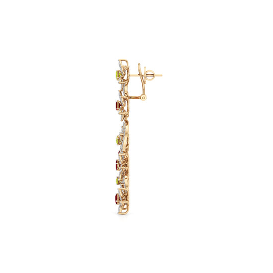 Diamond & Multi-Color Bloom Drop Earrings