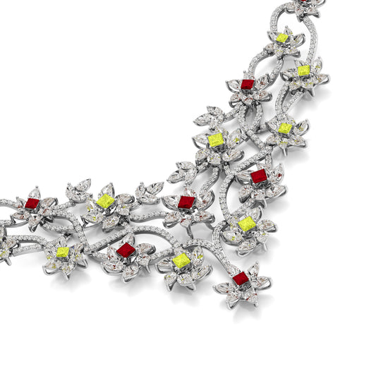Diamond & Multi-Color Bloom Statement Necklace