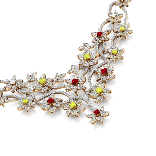 Diamond & Multi-Color Bloom Statement Necklace