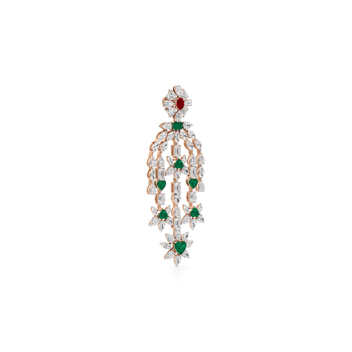 Diamond & Multi-Color Cascading Dangler Earrings