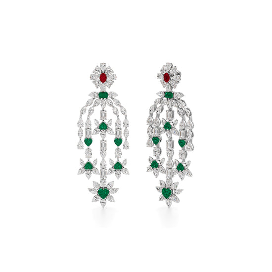 Diamond & Multi-Color Cascading Dangler Earrings