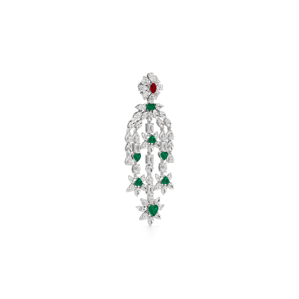Diamond & Multi-Color Cascading Dangler Earrings