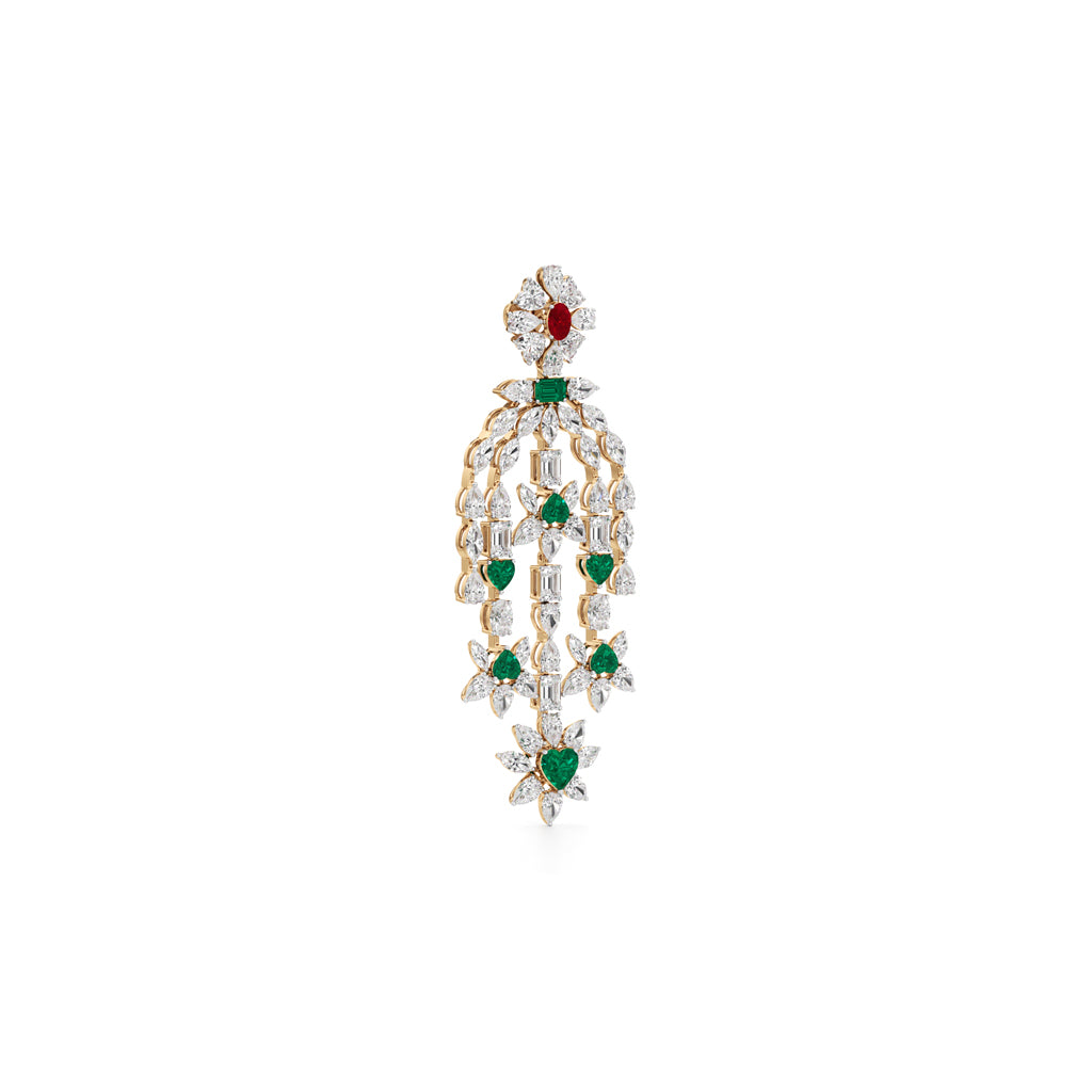 Diamond & Multi-Color Cascading Dangler Earrings