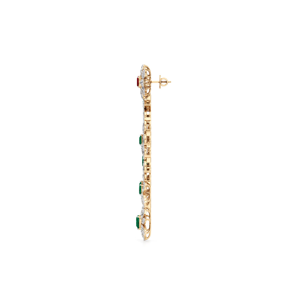Diamond & Multi-Color Cascading Dangler Earrings