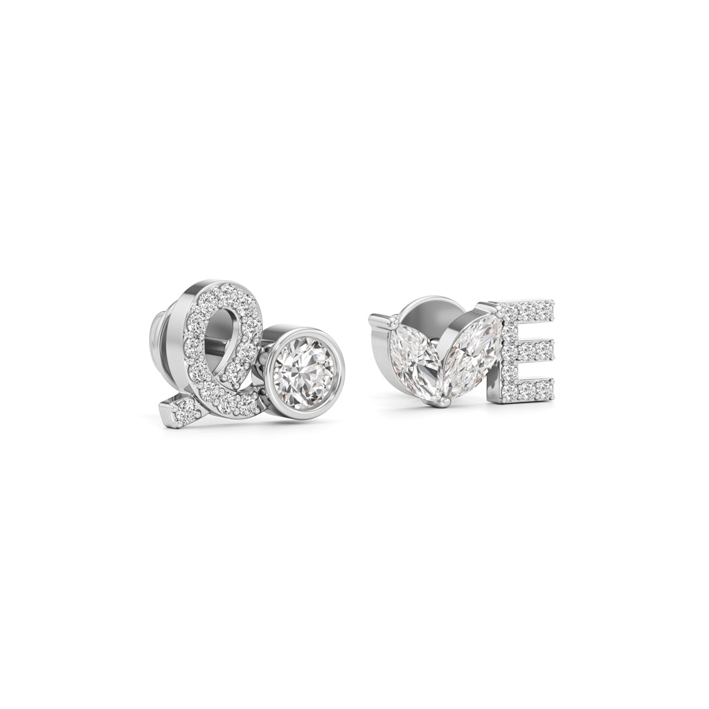 Diamond "Love" Stud Earrings