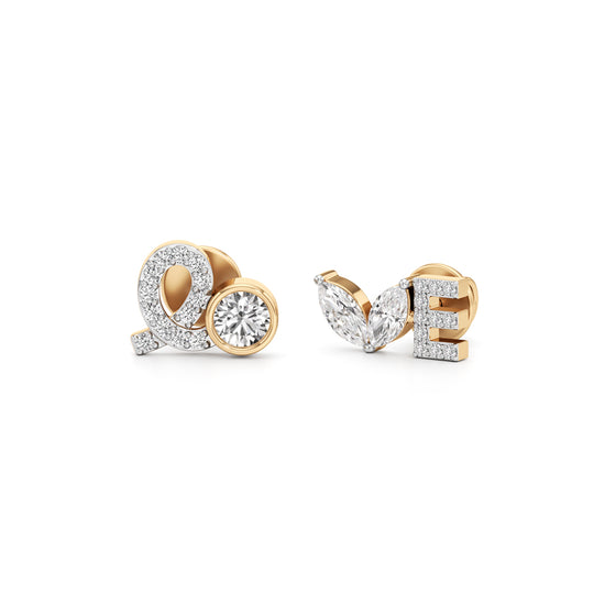 Diamond "Love" Stud Earrings