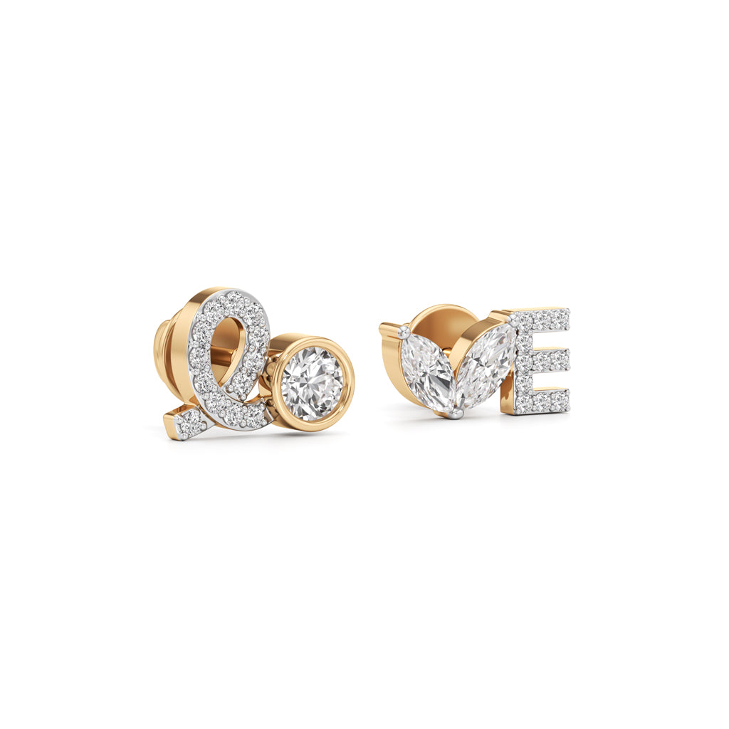 Diamond "Love" Stud Earrings
