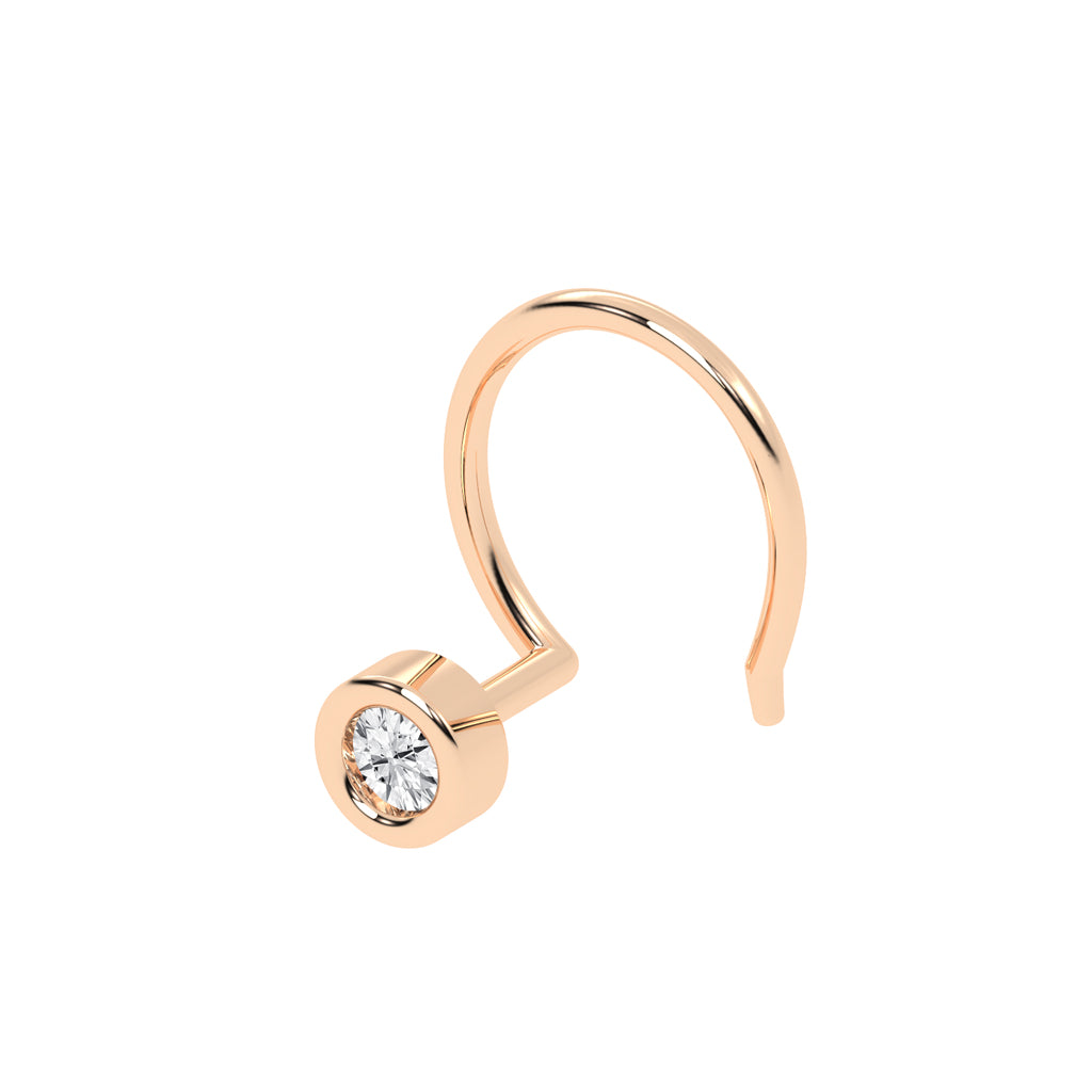 Bezel Set Solitaire Nose Hoop