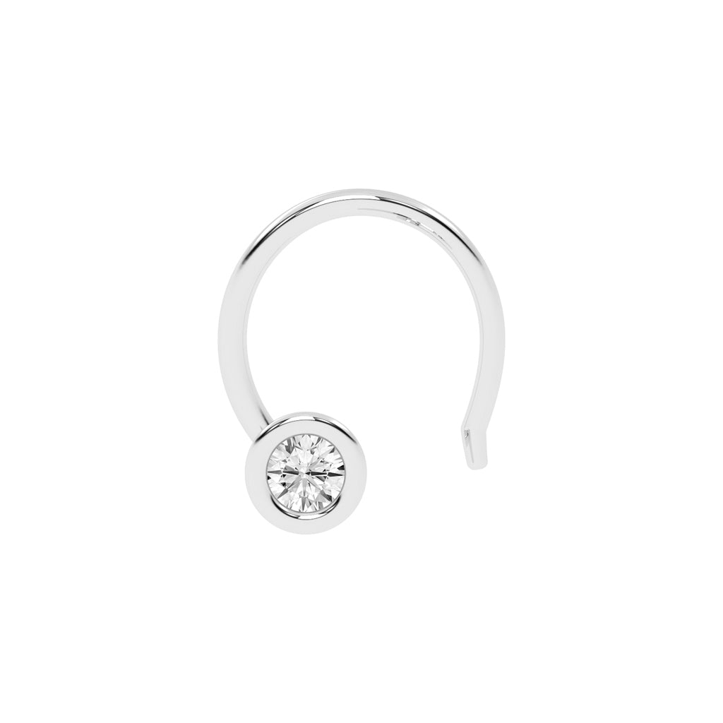 Bezel Set Solitaire Nose Hoop