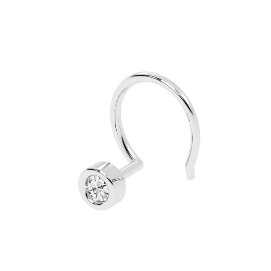Bezel Set Solitaire Nose Hoop
