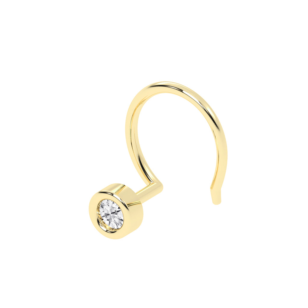 Bezel Set Solitaire Nose Hoop