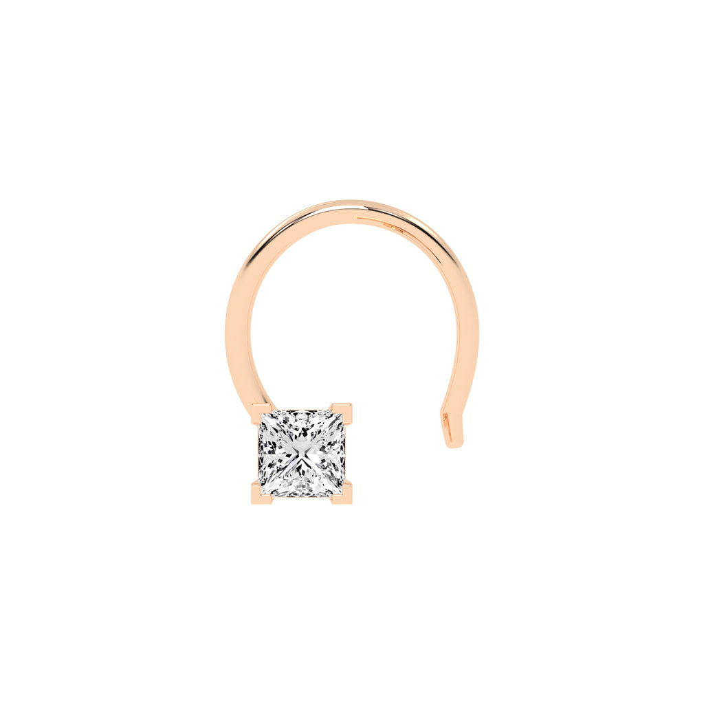 Elegant Princess-Cut Diamond Nose Stud