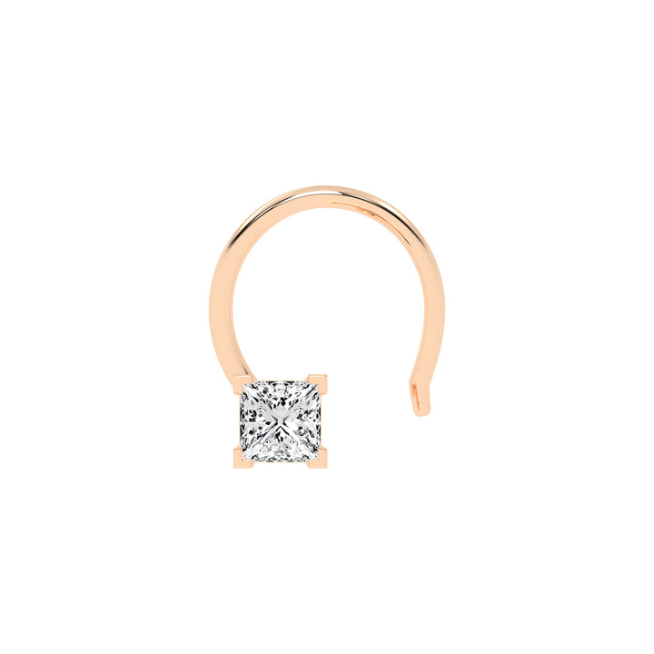 Elegant Princess-Cut Diamond Nose Stud