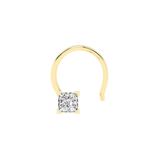 Elegant Princess-Cut Diamond Nose Stud