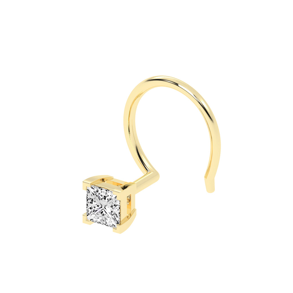 Elegant Princess-Cut Diamond Nose Stud