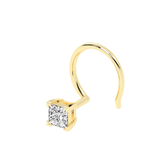 Elegant Princess-Cut Diamond Nose Stud
